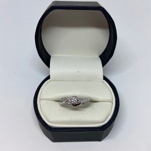 Solid 10kt White Gold Diamond Ring